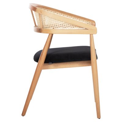 DINING ARMCHAIR KOMODUS HM18012.02 BEECH WOOD-WICKER RATTAN-PU SEAT IN BLACK 55x49x80Hcm.