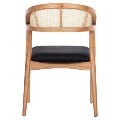 DINING ARMCHAIR KOMODUS HM18012.02 BEECH WOOD-WICKER RATTAN-PU SEAT IN BLACK 55x49x80Hcm.