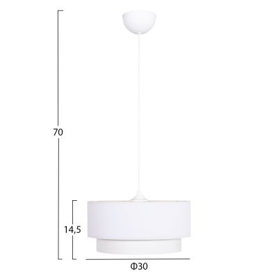 CEILING PENDANT CYLINDRICAL LAMP KRIKS HM4707.01 PVC IN WHITE Φ30x70Hcm.