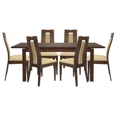 Set Dining table 7 pieces Opening & chair Walnut color HM10089