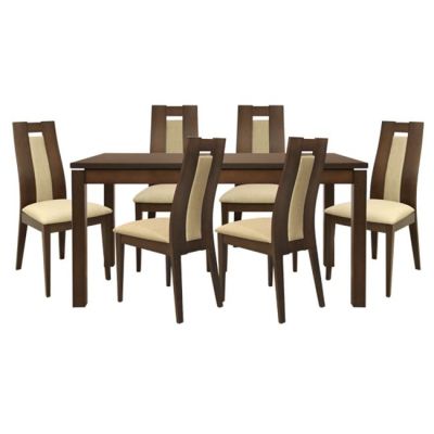 Set Dining table 7 pieces Opening & chair Walnut color HM10089