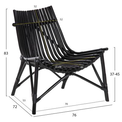 CHAIR FOR OUTDOORS CELLION HM9812.02 RATTAN POLES IN BLACK COLOR 76x72x83Hcm.