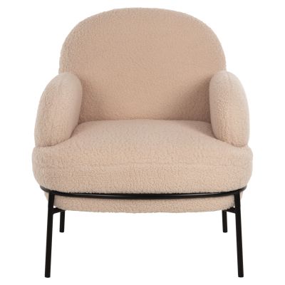 ARMCHAIR AGNES HM9525.20 ECRU BOUCLE FABRIC-BLACK METAL LEGS 74x71x83Hcm.