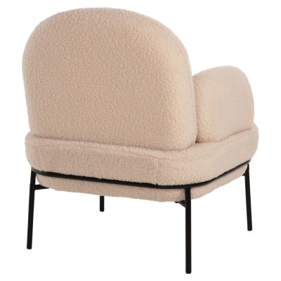 ARMCHAIR AGNES HM9525.20 ECRU BOUCLE FABRIC-BLACK METAL LEGS 74x71x83Hcm.