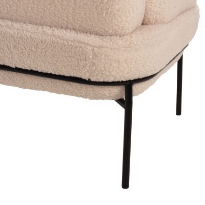 ARMCHAIR AGNES HM9525.20 ECRU BOUCLE FABRIC-BLACK METAL LEGS 74x71x83Hcm.