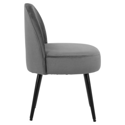 Stool with back Yasmine from grey velvet & black legs HM8395.11 47x43x65cm