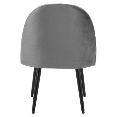 Stool with back Yasmine from grey velvet & black legs HM8395.11 47x43x65cm