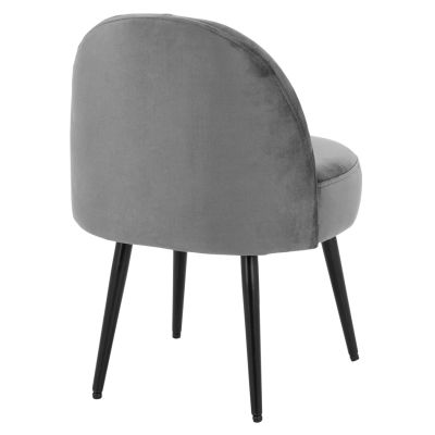 Stool with back Yasmine from grey velvet & black legs HM8395.11 47x43x65cm
