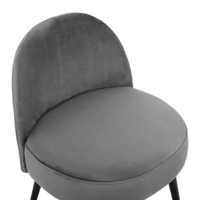 Stool with back Yasmine from grey velvet & black legs HM8395.11 47x43x65cm