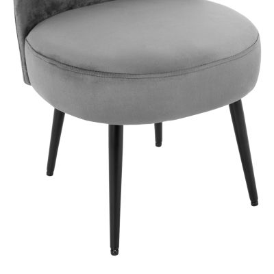 Stool with back Yasmine from grey velvet & black legs HM8395.11 47x43x65cm