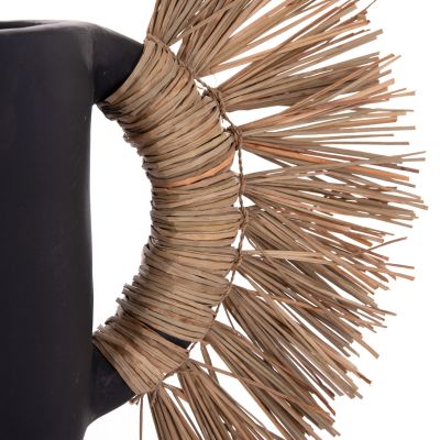 DECORATIVE TABLE VASE ALICA HM4668.01S TERRACOTA IN BLACK COLOR & GRASS--55x19x34Hcm.