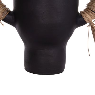 DECORATIVE TABLE VASE ALICA HM4668.01S TERRACOTA IN BLACK COLOR & GRASS--55x19x34Hcm.