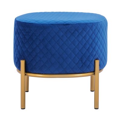 Табуретка Sinta HM8638.08 синьо кадифе със златна основа 42x42x38см