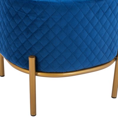 Табуретка Sinta HM8638.08 синьо кадифе със златна основа 42x42x38см