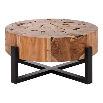 COFFEE TABLE MOBLEY HM9352 ROUND SOLID TEAK NATURAL COLOR Φ80x40H