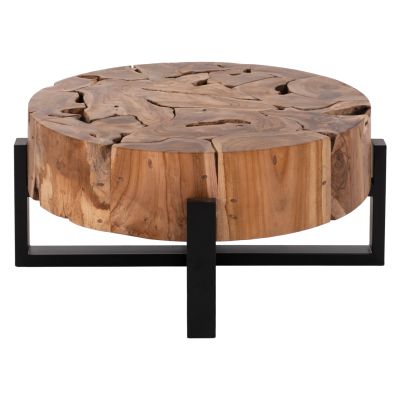 COFFEE TABLE MOBLEY HM9352 ROUND SOLID TEAK NATURAL COLOR Φ80x40H