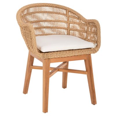 ARMCHAIR LAMORA HM9826 TEAK WOOD-SYNTHETIC ROPE-CUSHION 58.5x58.5x76Hcm.