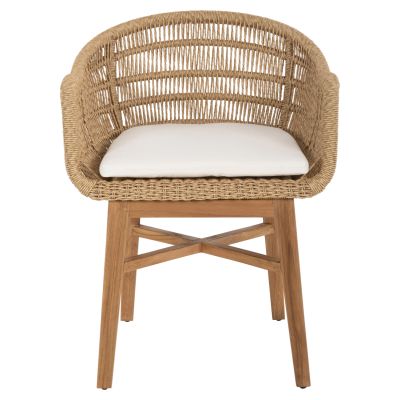 ARMCHAIR LAMORA HM9826 TEAK WOOD-SYNTHETIC ROPE-CUSHION 58.5x58.5x76Hcm.