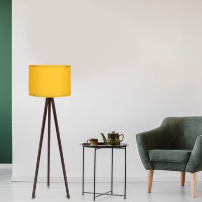 FLOOR LAMP IN WALNUT AND YELLOW HM7272.02 Φ38x145cm.