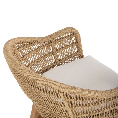 ARMCHAIR LAMORA HM9826 TEAK WOOD-SYNTHETIC ROPE-CUSHION 58.5x58.5x76Hcm.