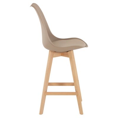 BAR STOOL VEGAS HM8000.55 MEDIUM HEIGHT CAPPUCCINO POLYPROPYLENE NATURAL BEECH WOOD 47x58x100Hcm.