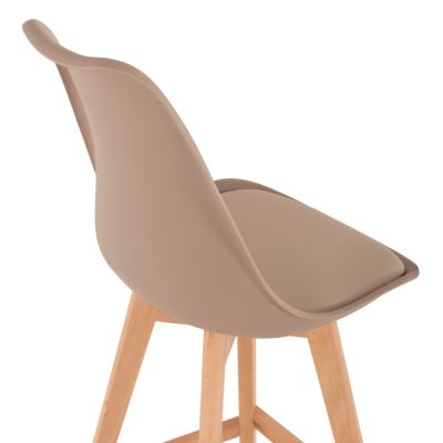 BAR STOOL VEGAS HM8000.55 MEDIUM HEIGHT CAPPUCCINO POLYPROPYLENE NATURAL BEECH WOOD 47x58x100Hcm.