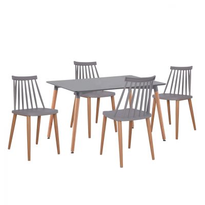 Set dining table 5 pieces Table Minimal with Vanessa grey chairs HM11327.10 120x80x73 cm