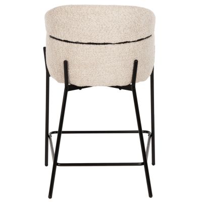 BAR STOOL MEDIUM HEIGHT WOLF HM8584.02 ECRU BOUCLE FABRIC-BLACK METAL LEGS 56x56x96Hcm.