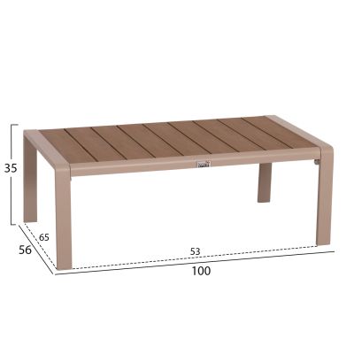 OUTDOOR LOUNGE SET 4PCS SAFIN HM6278.04 ALUMINUM IN CAPPUCCINO--POLYWOOD--OLEFIN FABRIC IN BEIGE