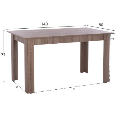 КУХНЕНСКА МАСА KELVIN HM2429.05, ПЕПЕЛЯВО СИВА, 140x80x77