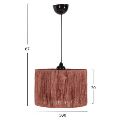 CEILING PENDANT LAMP INDOORS HM7944.04 SALMON COLORED PAPER ROPE CAP Φ30x67Hcm.