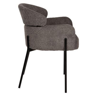 ARMCHAIR WOLF HM8583.01 GREY BOUCLE FABRIC-BLACK METAL LEGS 58x58x80Hcm.