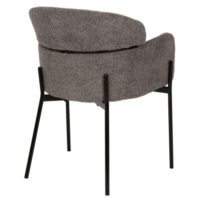 ARMCHAIR WOLF HM8583.01 GREY BOUCLE FABRIC-BLACK METAL LEGS 58x58x80Hcm.