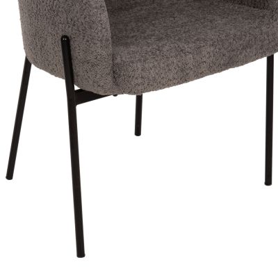 ARMCHAIR WOLF HM8583.01 GREY BOUCLE FABRIC-BLACK METAL LEGS 58x58x80Hcm.