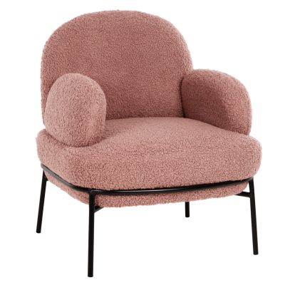 ARMCHAIR AGNES HM9525.22 DUSTY PINK BOUCLE FABRIC-BLACK METAL LEGS 74x71x83Hcm.