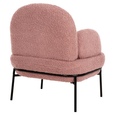 ARMCHAIR AGNES HM9525.22 DUSTY PINK BOUCLE FABRIC-BLACK METAL LEGS 74x71x83Hcm.