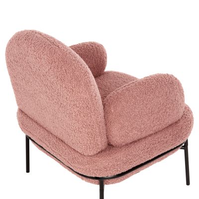 ARMCHAIR AGNES HM9525.22 DUSTY PINK BOUCLE FABRIC-BLACK METAL LEGS 74x71x83Hcm.