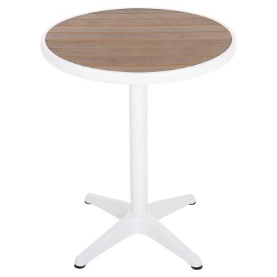 ALUMINUM ROUND TABLE ALEXA HM6086.02 WHITE-POLYWOOD TOP IN NATURAL COLOR Φ60x73Hcm.