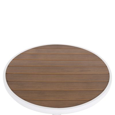 ALUMINUM ROUND TABLE ALEXA HM6086.02 WHITE-POLYWOOD TOP IN NATURAL COLOR Φ60x73Hcm.