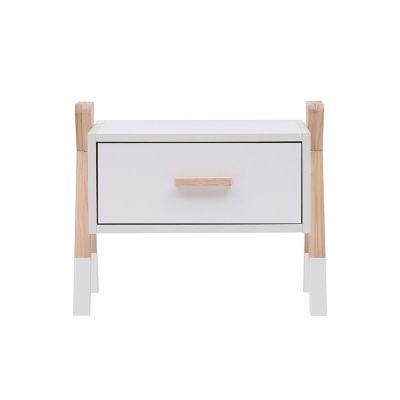 NIGHTSTAND PASCHAL HM2497.03 WHITE MELAMINE-PINE WOOD IN NATURAL COLOR 46x30x38Hcm.