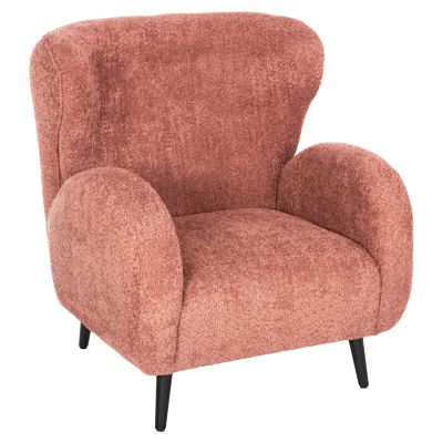 ARMCHAIR KRYLY HM9593.02 PINK BOUCLE FABRIC-BLACK WOODEN LEGS 83x87x89Hcm.