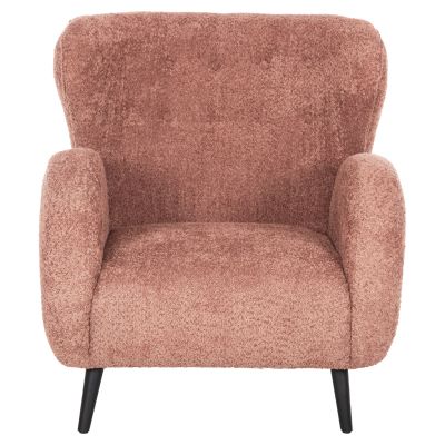 ARMCHAIR KRYLY HM9593.02 PINK BOUCLE FABRIC-BLACK WOODEN LEGS 83x87x89Hcm.