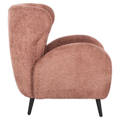 ARMCHAIR KRYLY HM9593.02 PINK BOUCLE FABRIC-BLACK WOODEN LEGS 83x87x89Hcm.