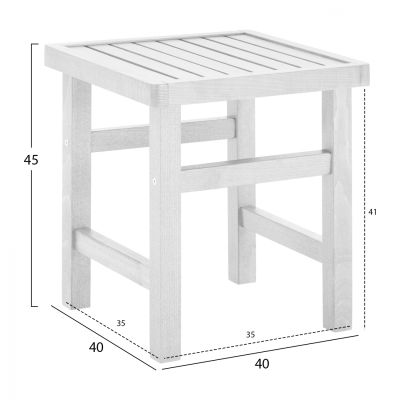 Помощна табуретка-маса White Soaking Koli 40X40X45cm HM289.01