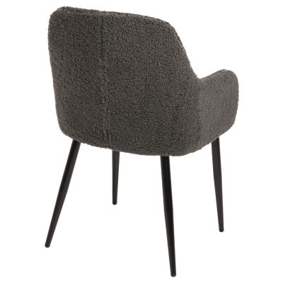 ARMCHAIR SHELLY HM8591.01 TEDDY FABRIC IN GREY-BLACK METAL LEGS 57x55x87Hcm.