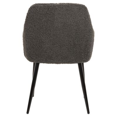 ARMCHAIR SHELLY HM8591.01 TEDDY FABRIC IN GREY-BLACK METAL LEGS 57x55x87Hcm.