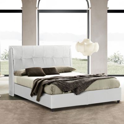 BED WITH STORAGE SPACE DREAMLET HM716.03 WHITE TEDDY FABRIC -FOR MATTRESS 160x200cm.
