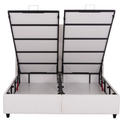 BED WITH STORAGE SPACE DREAMLET HM716.03 WHITE TEDDY FABRIC -FOR MATTRESS 160x200cm.