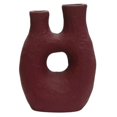 DECORATIVE TABLE VASE NAMENTIS HM4665.03L TERRACOTA IN MAROON RED COLOR--27x13.5x37Hcm.