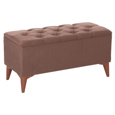 LONG STOOL-TRUNK STROL HM9261.04 BROWN FABRIC QUILTED SEAT 90x40x46Hcm.